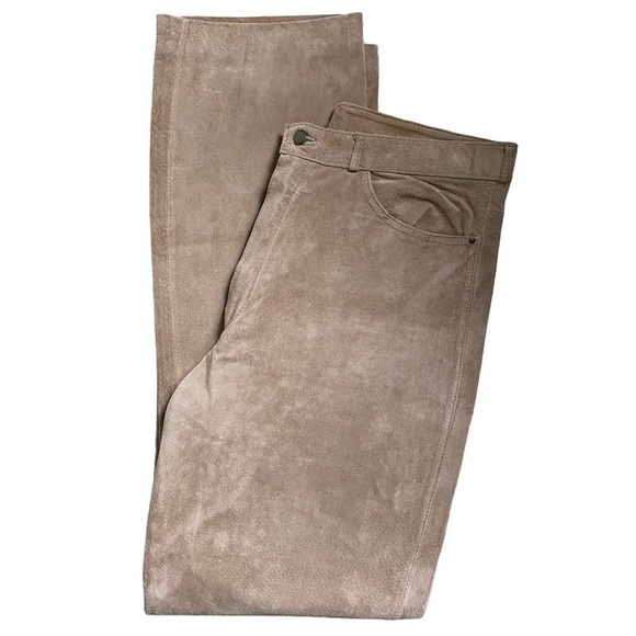Vintage Tattersale Tan Suede High Waisted Straight Leg Pants Women’s Size 12 - Picture 4 of 11